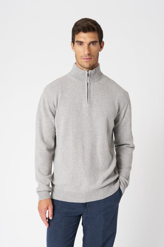 Men's Cashmere-Wool Half-Zip Knit Sweater – Perla, view 1