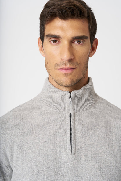 Men's Cashmere-Wool Half-Zip Knit Sweater – Perla, view 2
