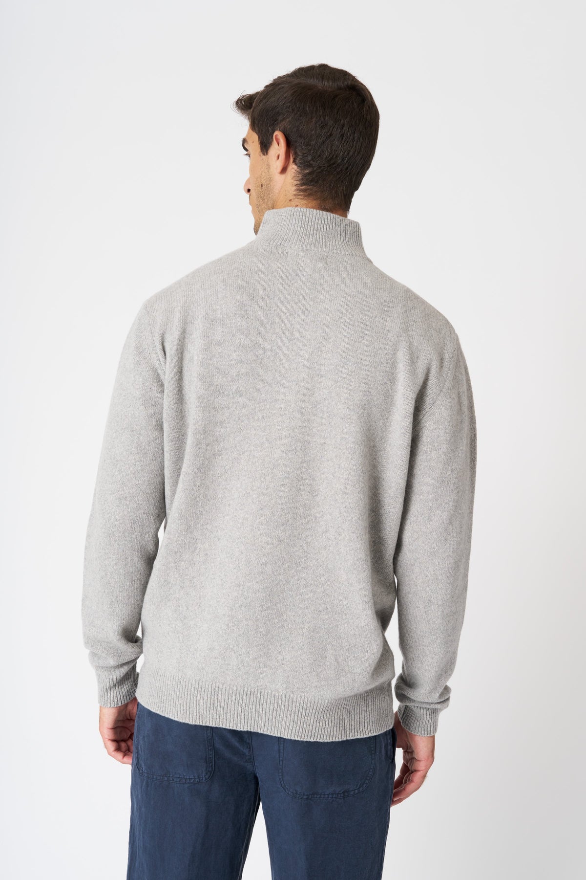 Men's Cashmere-Wool Half-Zip Knit Sweater – Perla, view 4