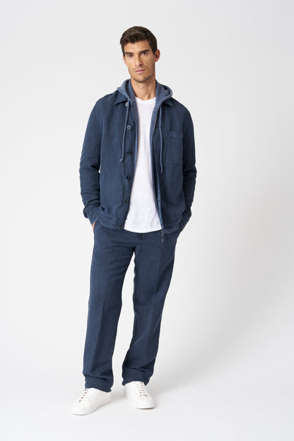 Men's Cashmere-Wool Knit Zip Hoodie – Light Denim, view 3