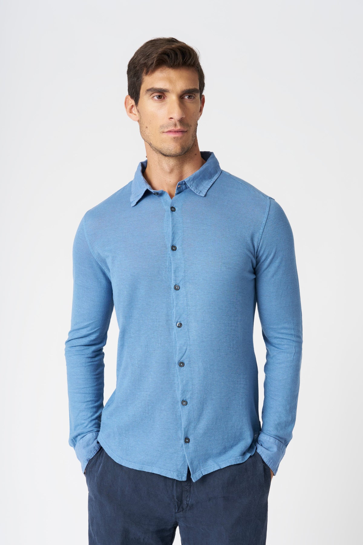 Men's Classic Collar Slim Fit Linen Shirt – Avio, view 1