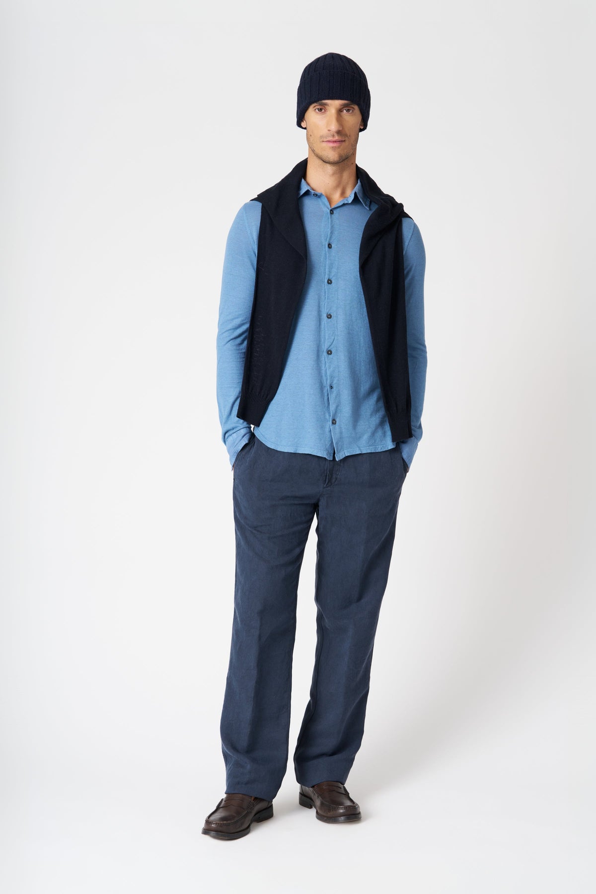 Men's Classic Collar Slim Fit Linen Shirt – Avio, view 3