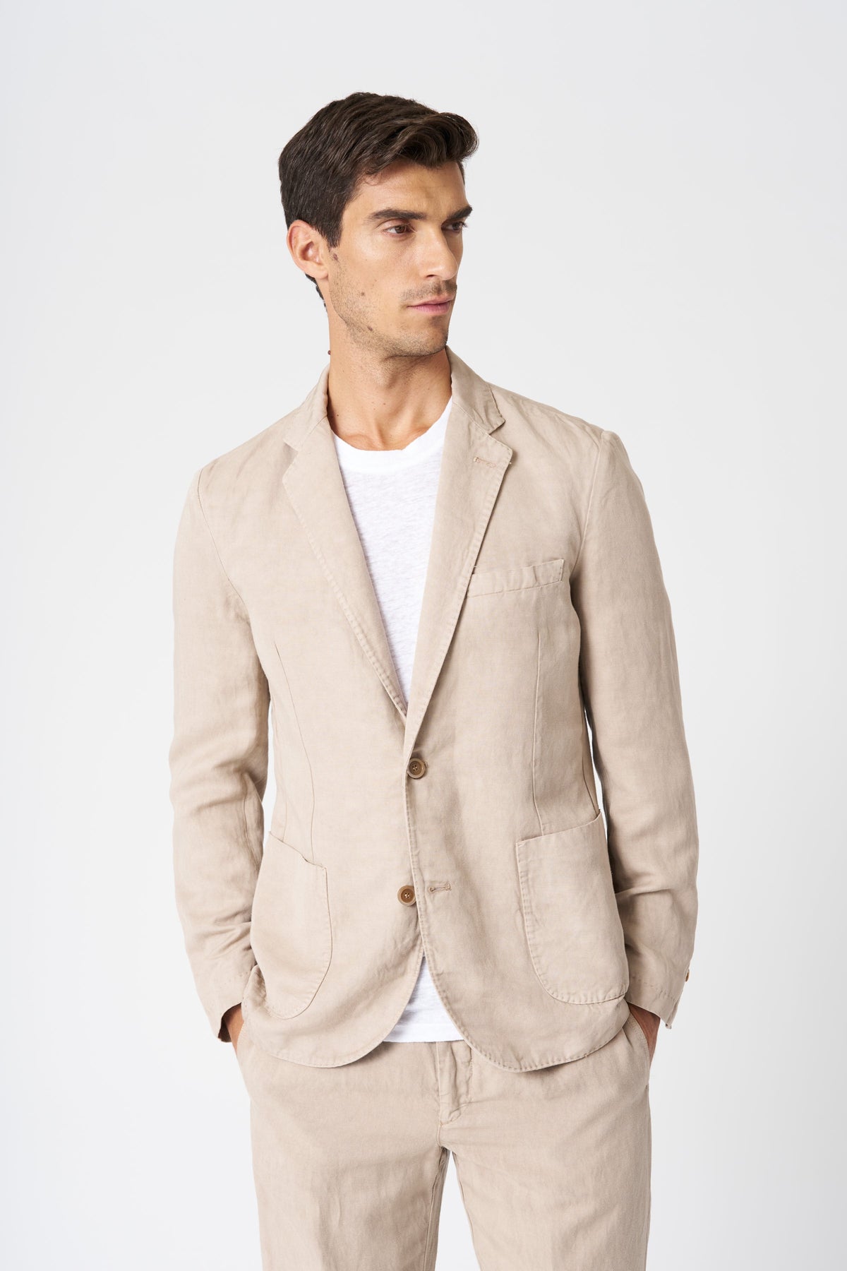 Men's Linen-Lyocell Tailored Single-Breasted Jacket – Dune, view 1