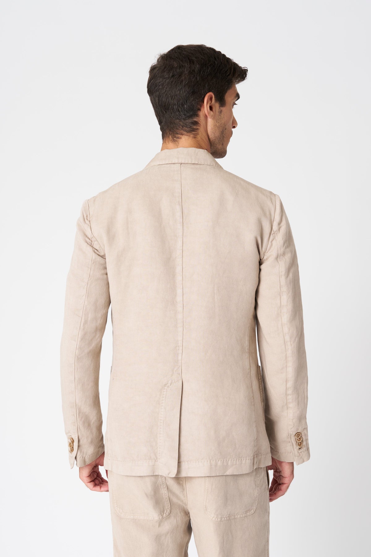 Men's Linen-Lyocell Tailored Single-Breasted Jacket – Dune, view 4