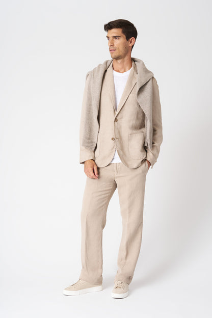 Men's Linen-Lyocell Tailored Single-Breasted Jacket – Dune, view 3