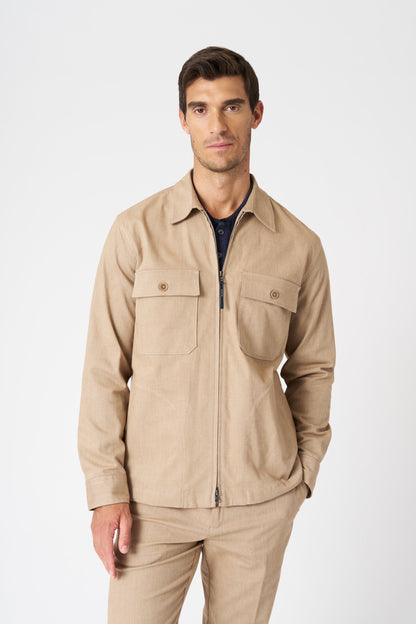 Men's Cotton Utility Jacket with Zip – Safari, view 1