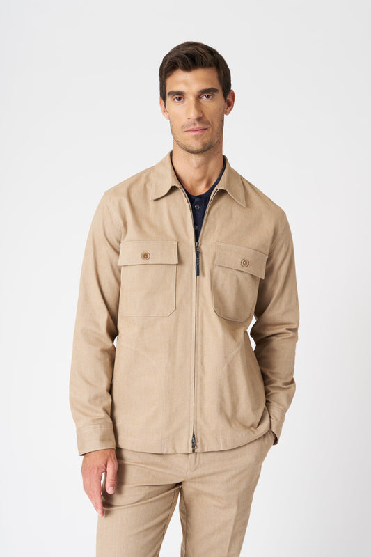 Men's Cotton Utility Jacket with Zip – Safari, view 1