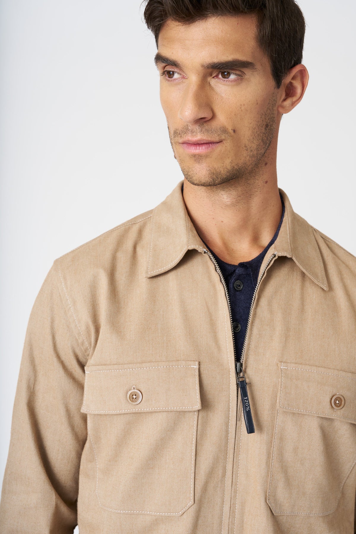 Men's Cotton Utility Jacket with Zip – Safari, view 2