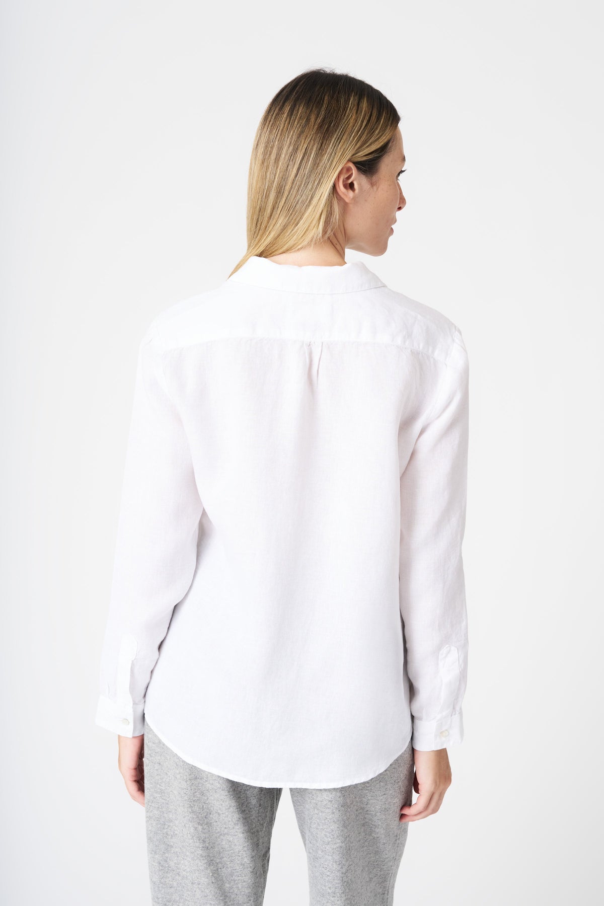Women's Regular-Fit Linen Shirt – White, view 4