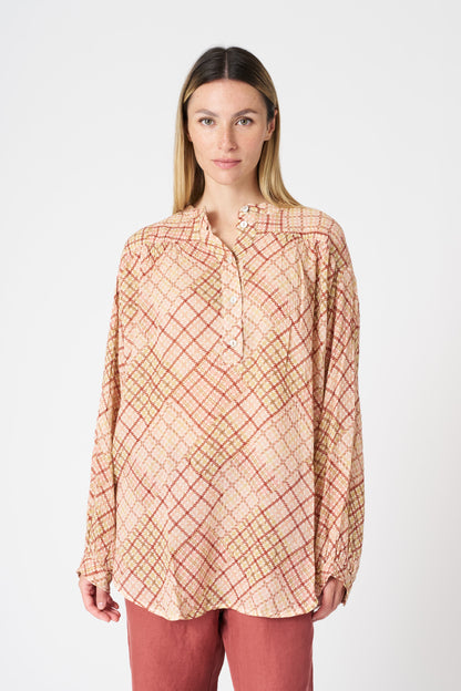 Women's Cotton Geometric Pink Blouse – Pink Print, view 1