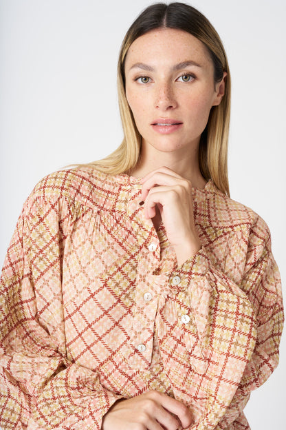 Women's Cotton Geometric Pink Blouse – Pink Print, view 2