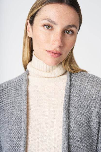 Women's Long Knit Cardigan with Sequins – Stone, view 4