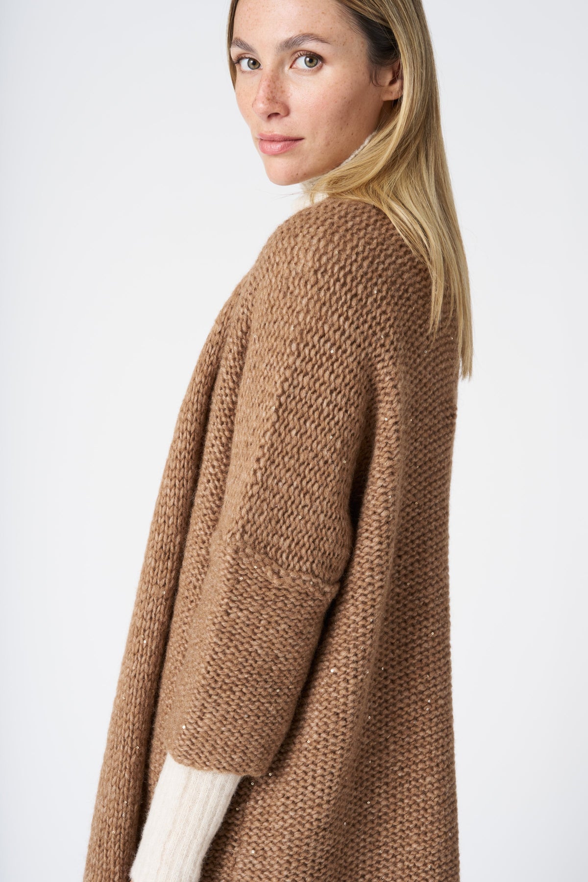 Women's Long Knit Cardigan with Sequins – Teddy, view 2