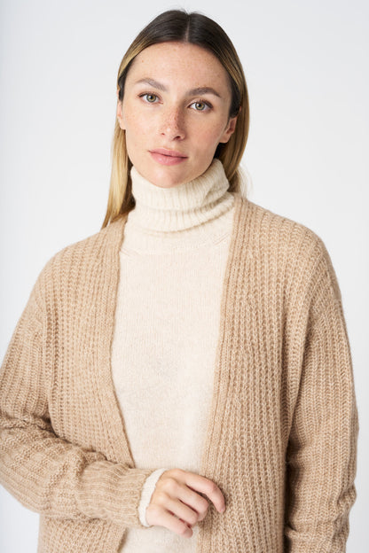 Women's Long Knit Cardigan – Ecru, view 4