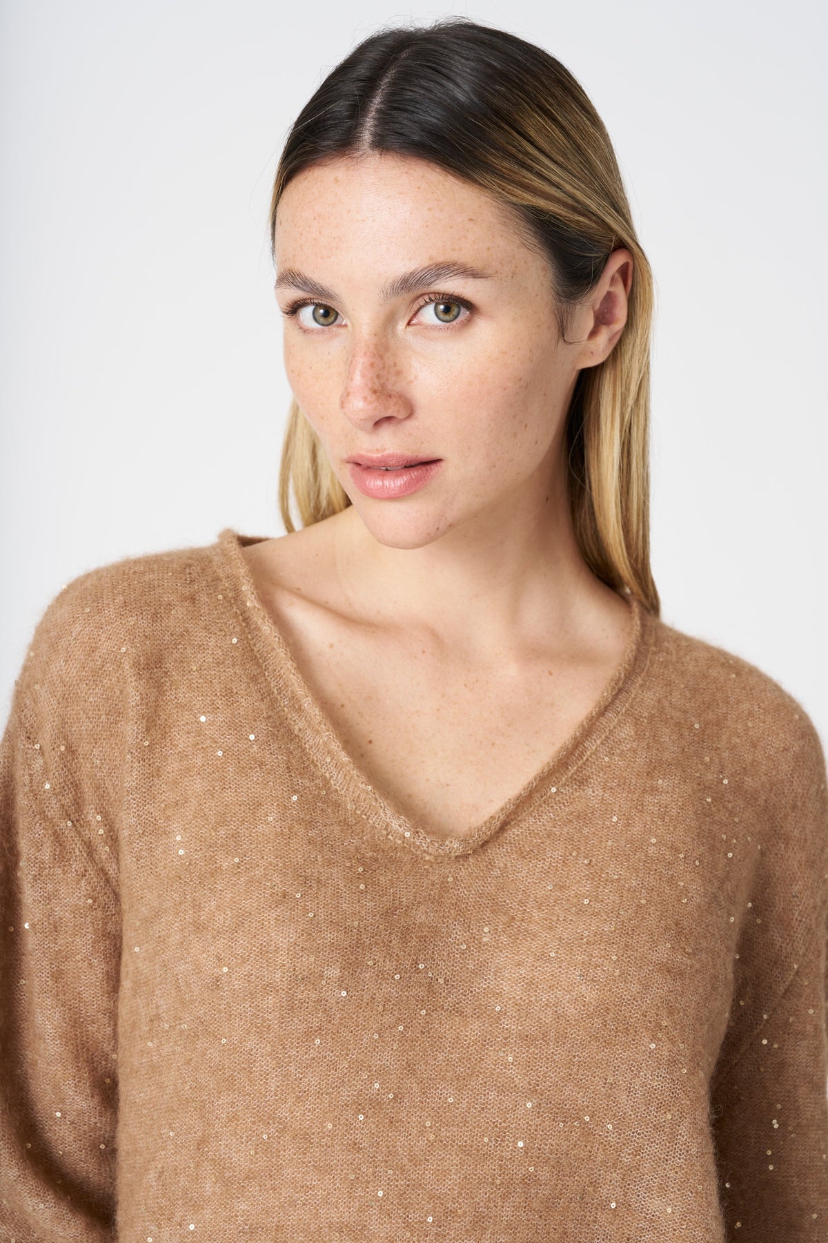 Women's Knit V-Neck with Sequins – Teddy, view 2