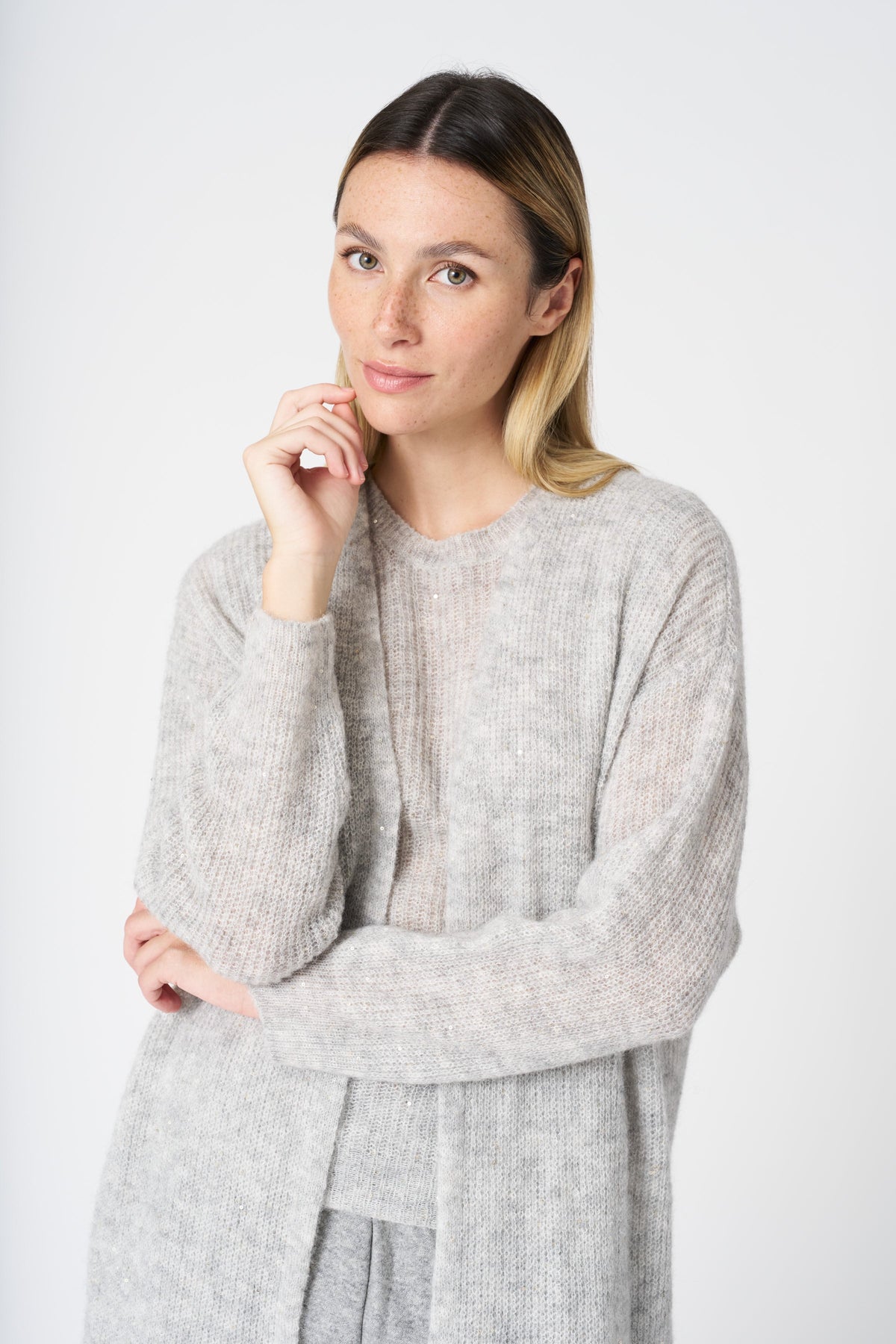 Women's Long Knit Cardigan Light – Perla, view 4