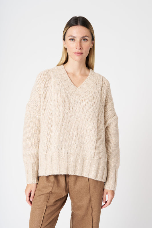 Women's Knit V-Neck Sweater – Ice, view 1