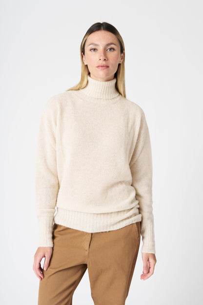 Women's Knit Turtleneck Sweater – Naturale, view 1