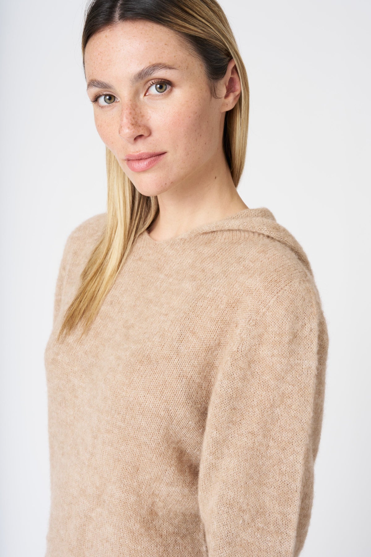 Women's Knit Hoodie – Ecru, view 2
