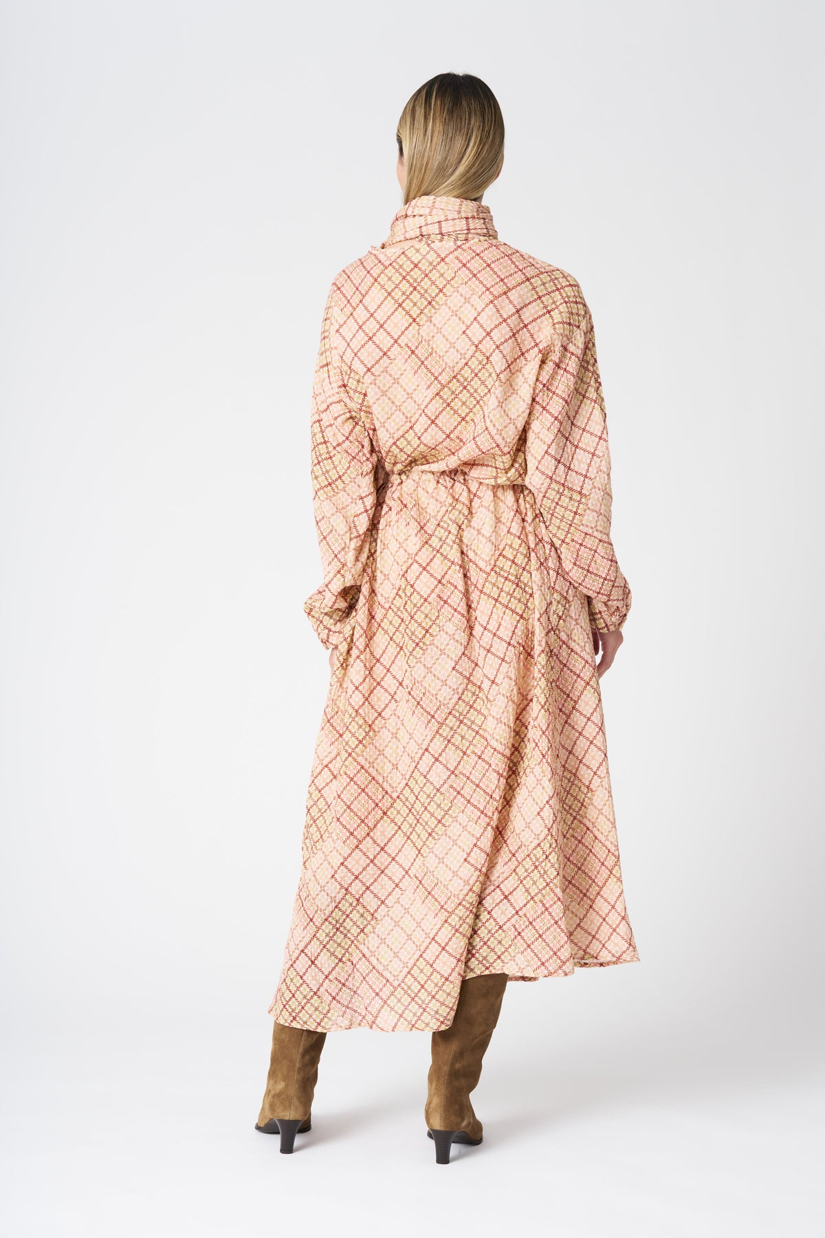 Women's Cotton Geometric-Print Long Dress – Pink Print, view 3