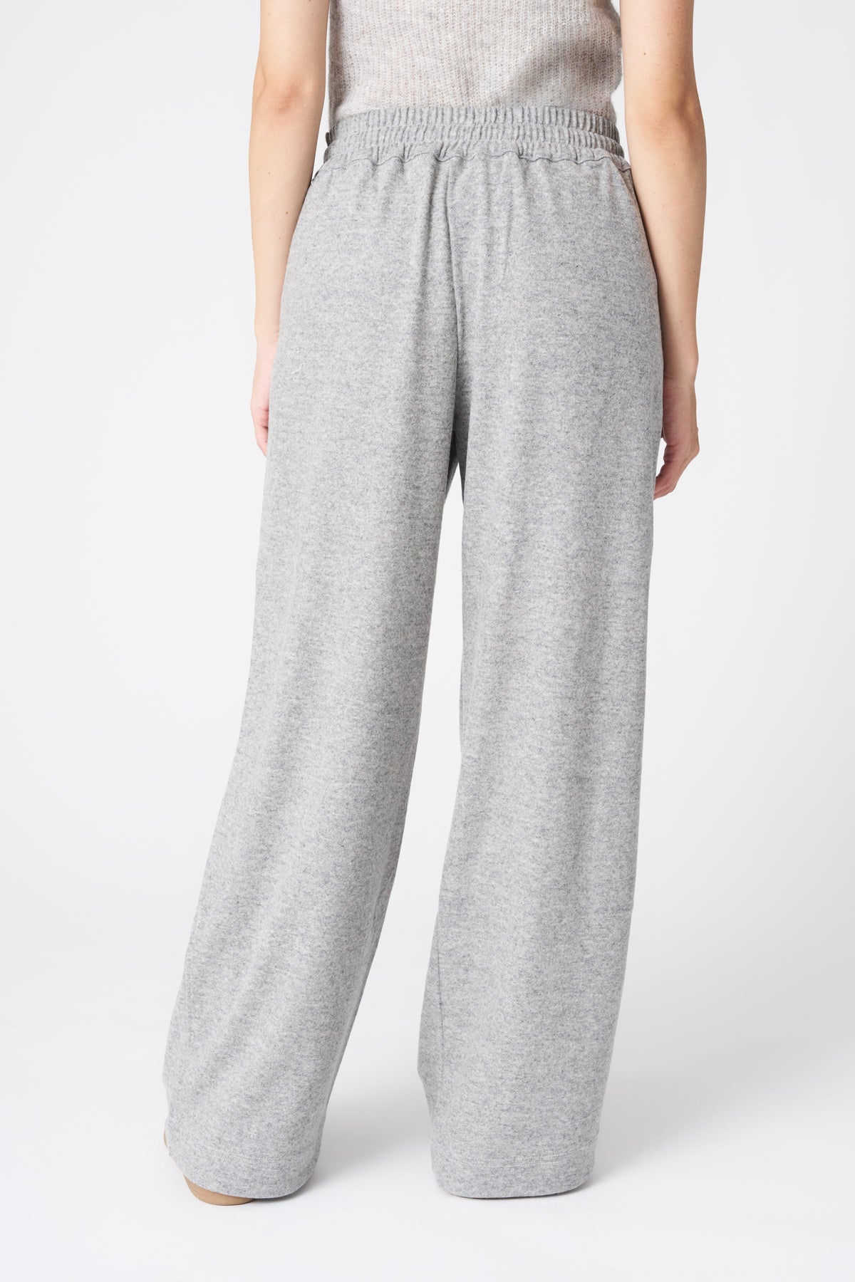 Women's Knit Pants with Drawstring – Grey, view 4