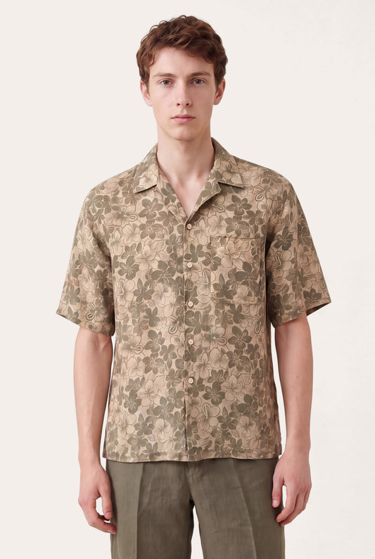 Men's Relaxed Fit Linen Shirt Botanical Shadow – Corda, view 1