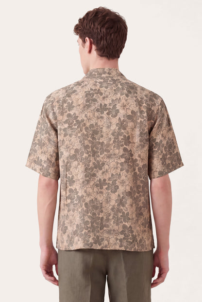 Men's Relaxed Fit Linen Shirt Botanical Shadow – Corda, view 3