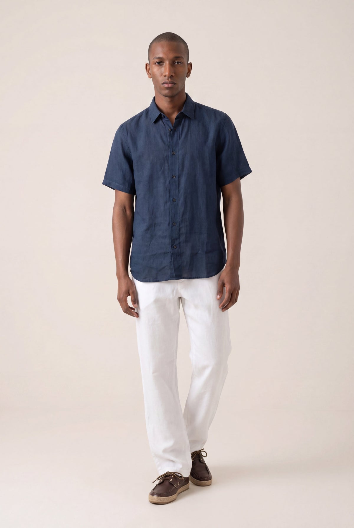 Men's Contemporary Fit Linen Shirt – Navy Fade, view 2