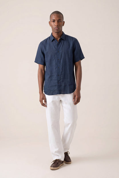 Men's Contemporary Fit Linen Shirt – Navy Fade, view 2