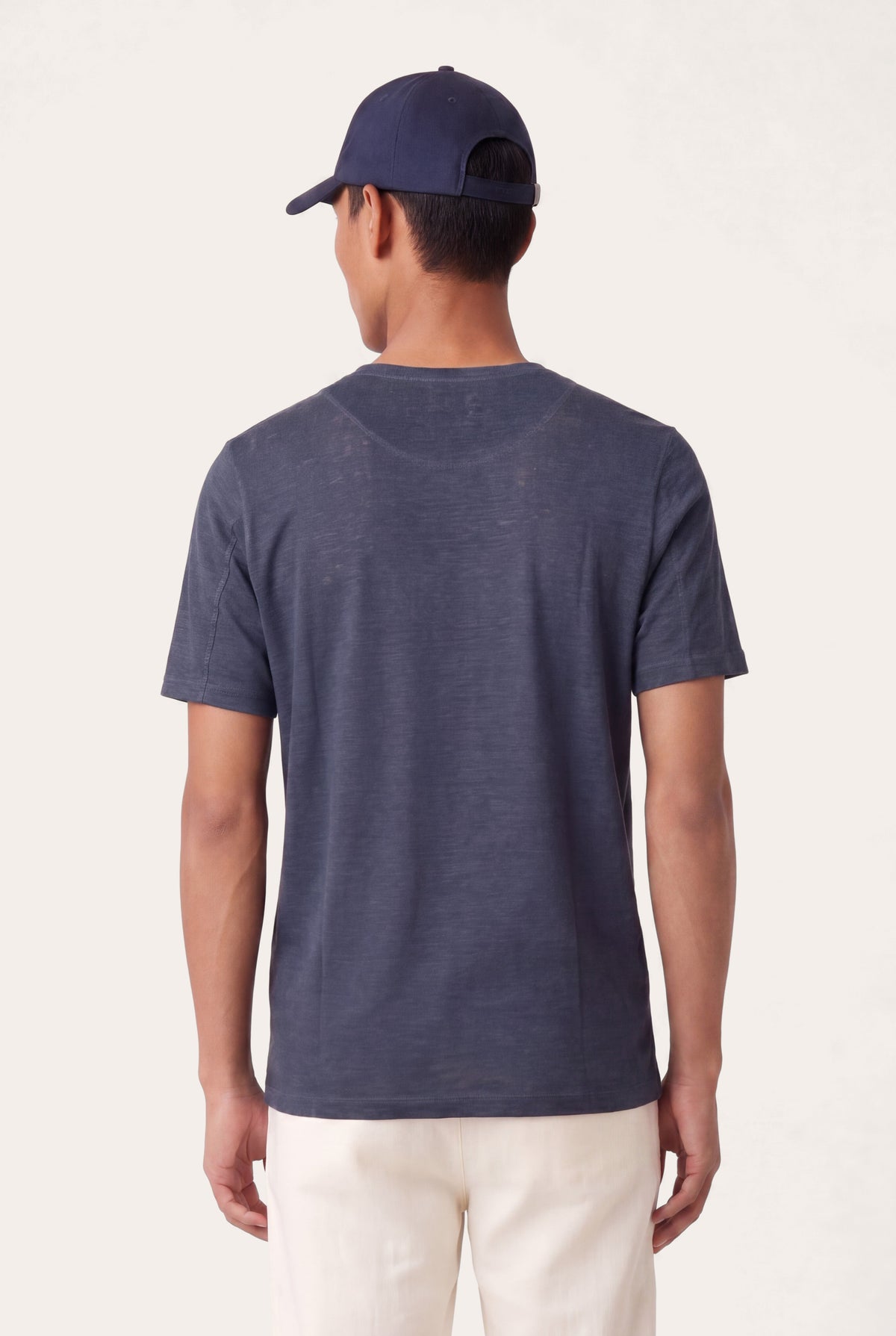 Men's Linen Regular Fit Crewneck T-Shirt – Navy Fade, view 3