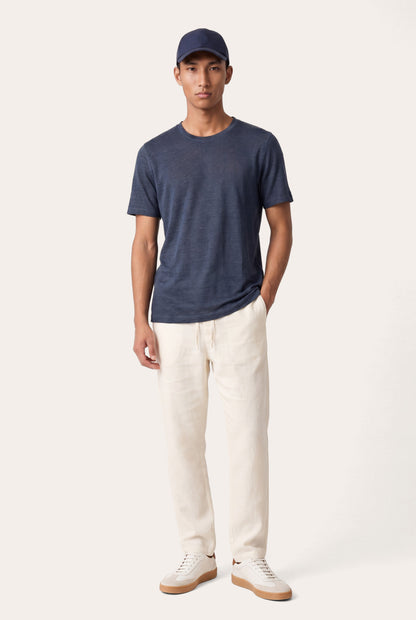 Men's Linen Regular Fit Crewneck T-Shirt – Navy Fade, view 2