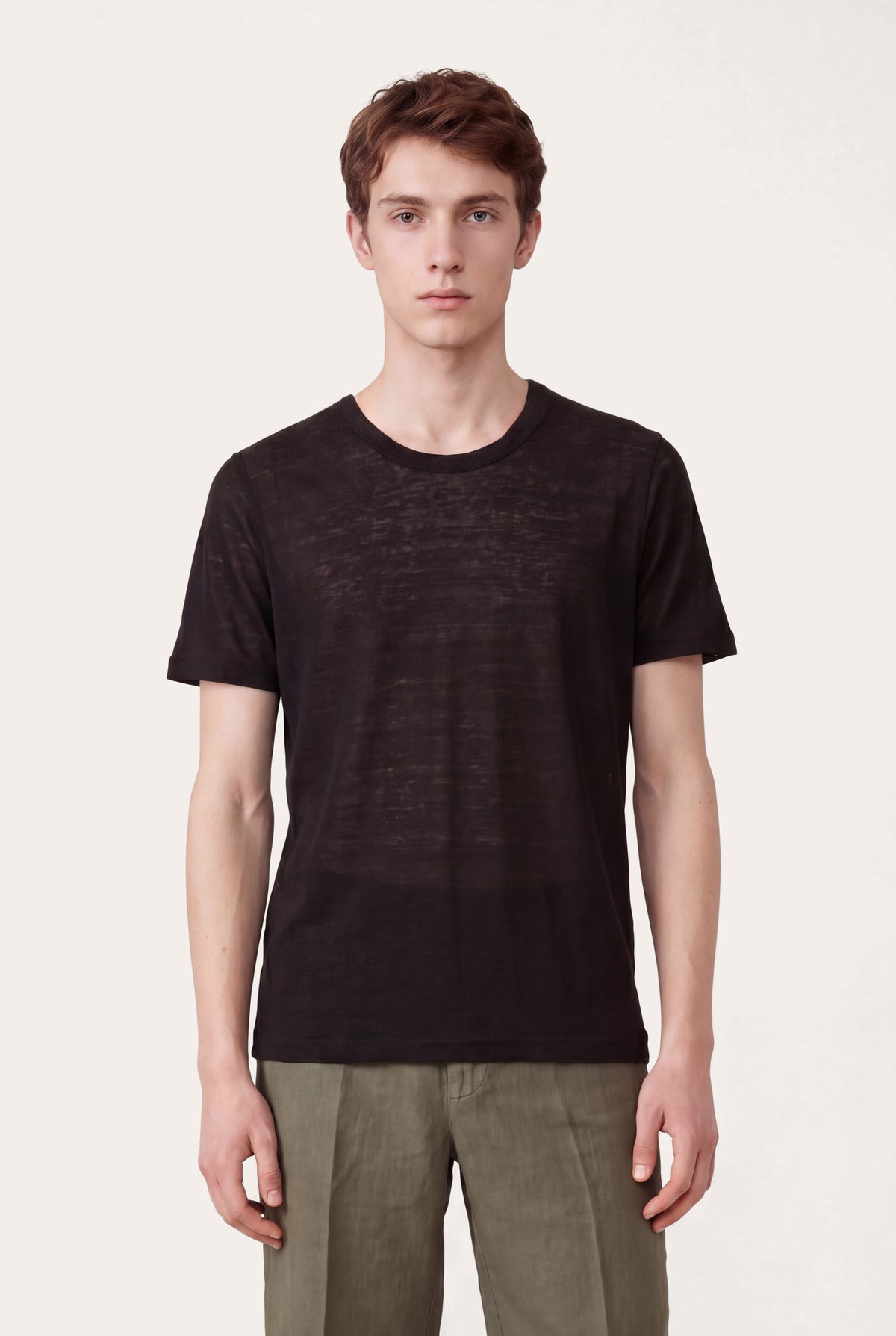 Men's Linen Regular Fit Crewneck T-Shirt – Navy Fade, view 5