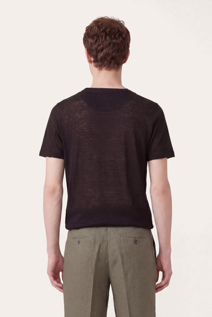 Men's Linen Regular Fit Crewneck T-Shirt – Navy Fade, view 7