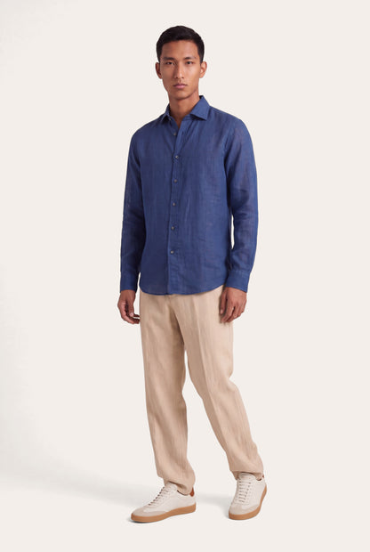 Men's Classic Slim Fit Linen Shirt – Safari Soft Fade, view 8