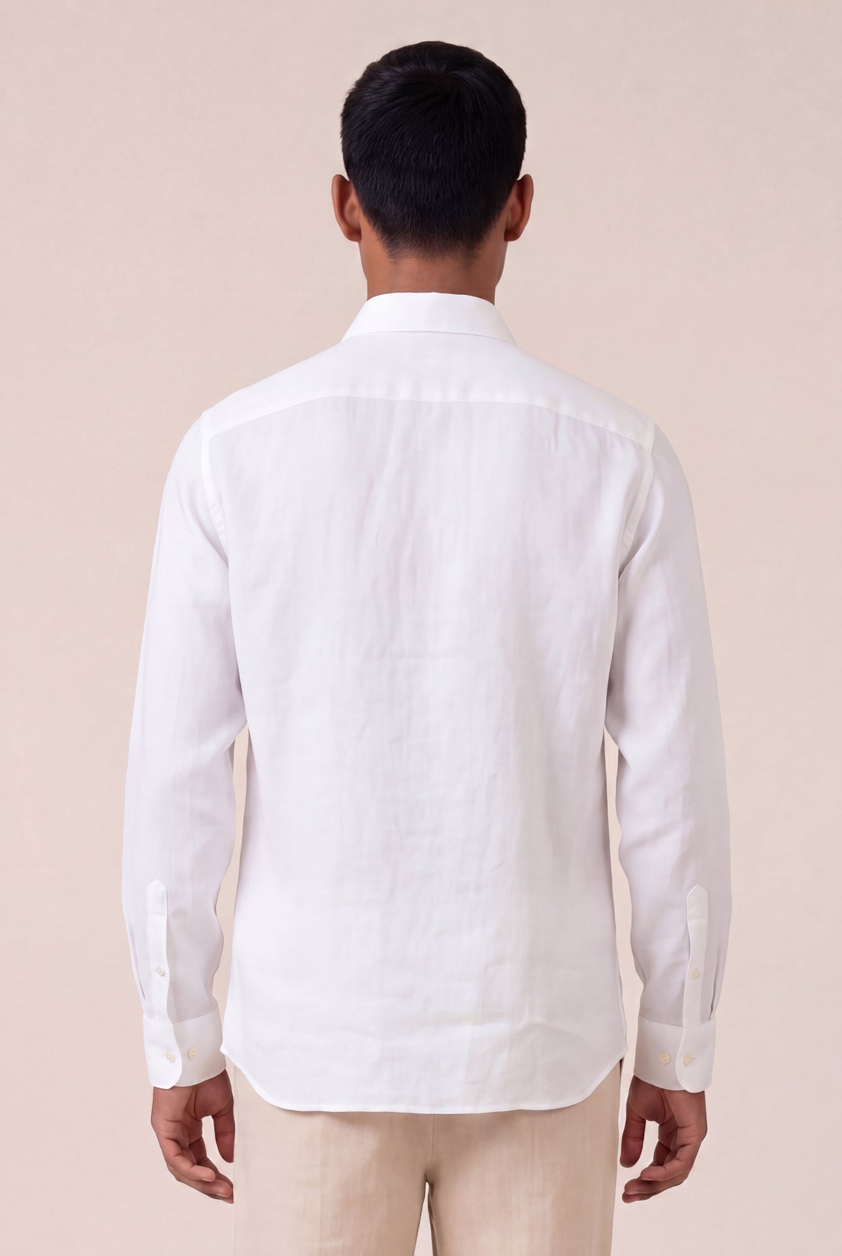 Men's Classic Linen Long-Sleeve Shirt – White, view 3