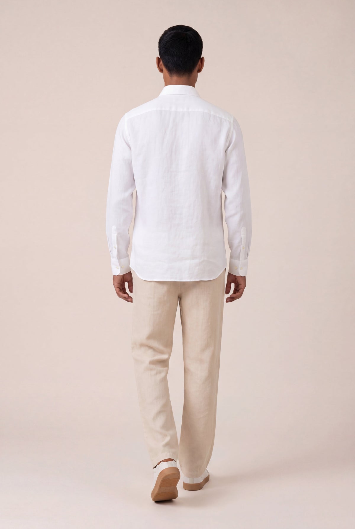Men's Classic Linen Long-Sleeve Shirt – White, view 4
