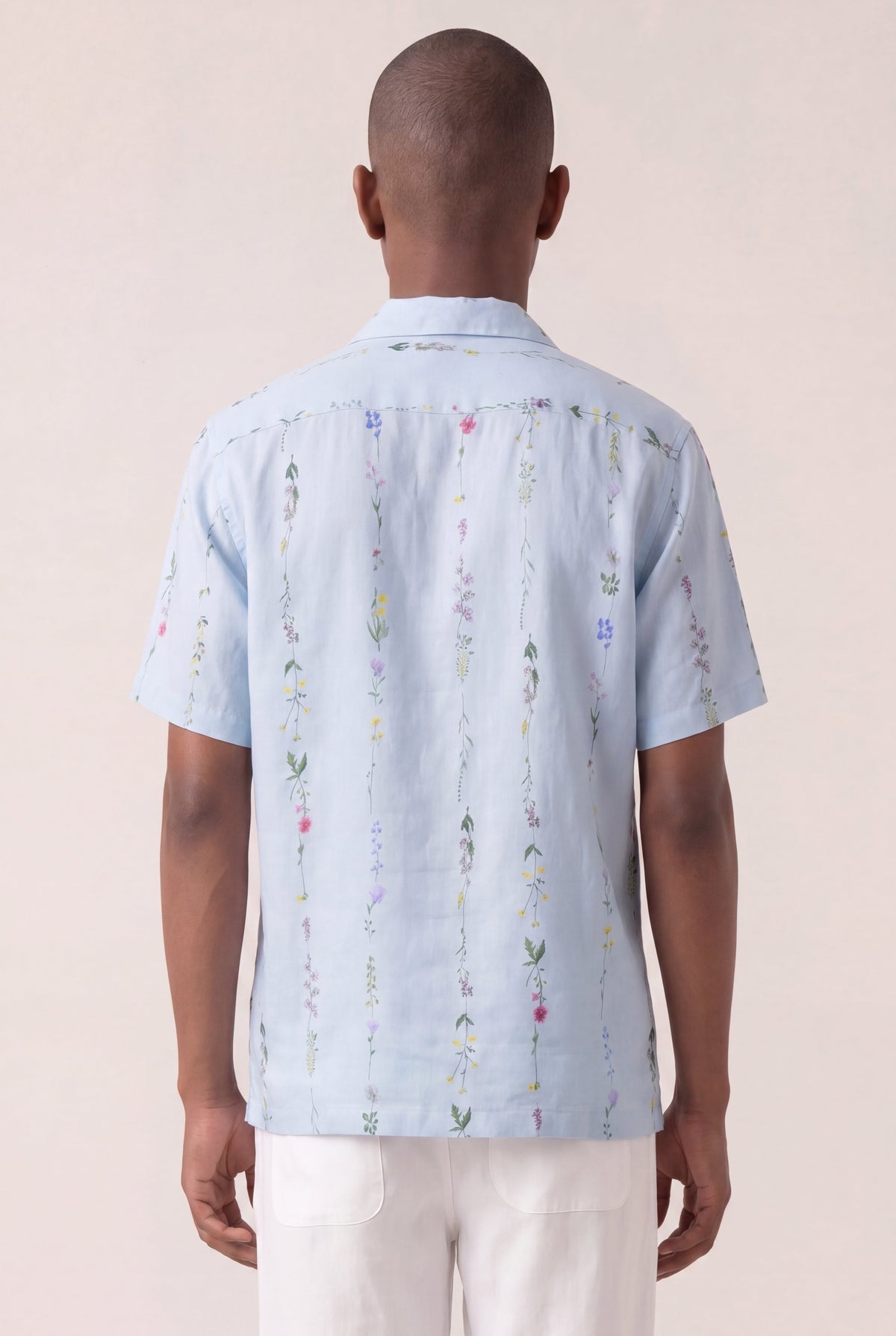 Men's Botanical Print Short-Sleeve Shirt – Baby Blue, view 3