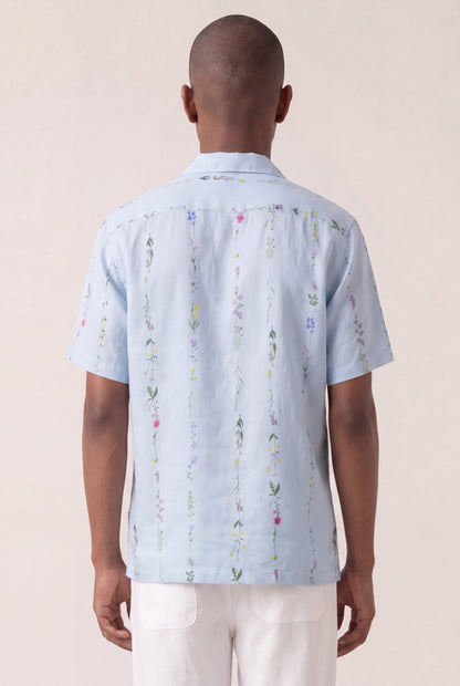Men's Botanical Print Short-Sleeve Shirt – Baby Blue, view 3