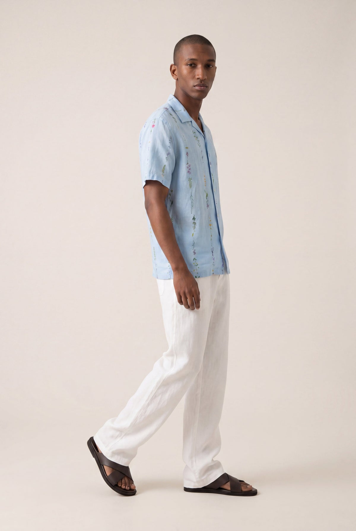 Men's Botanical Print Short-Sleeve Shirt – Baby Blue, view 2