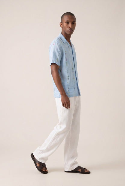 Men's Botanical Print Short-Sleeve Shirt – Baby Blue, view 2