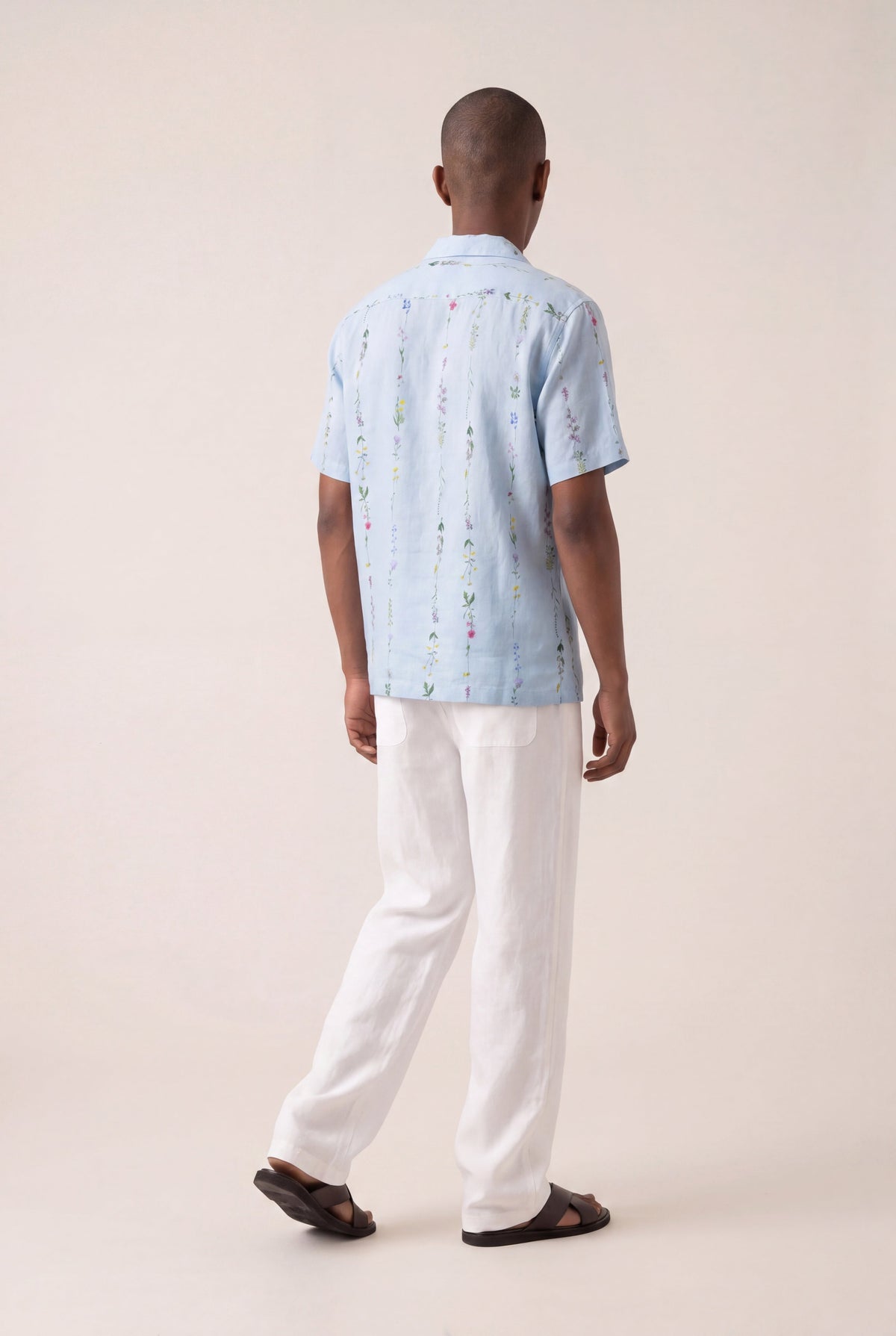 Men's Botanical Print Short-Sleeve Shirt – Baby Blue, view 4