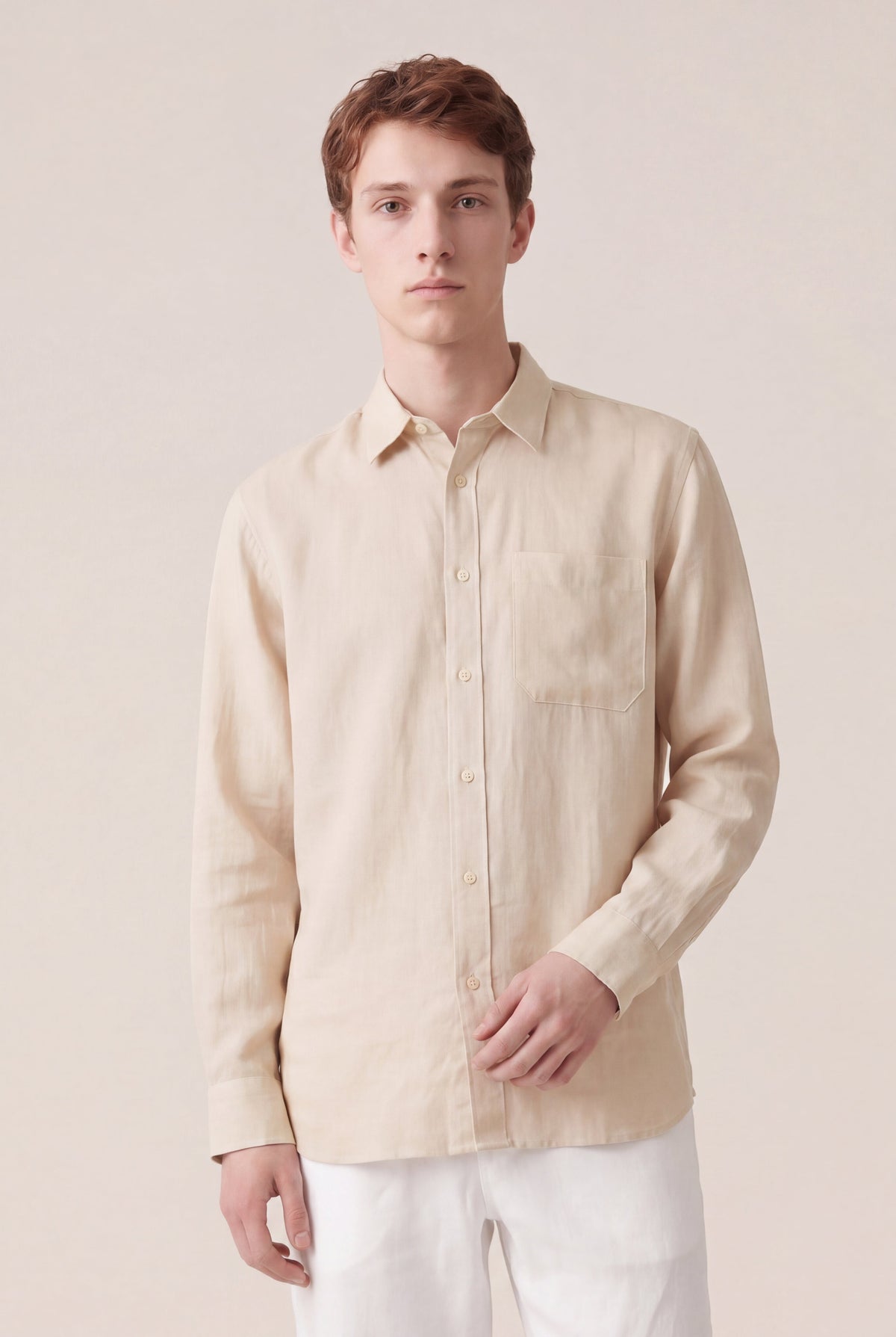 Men's Long-Sleeve Linen Button-Up Shirt – Safari Soft Fade, view 1