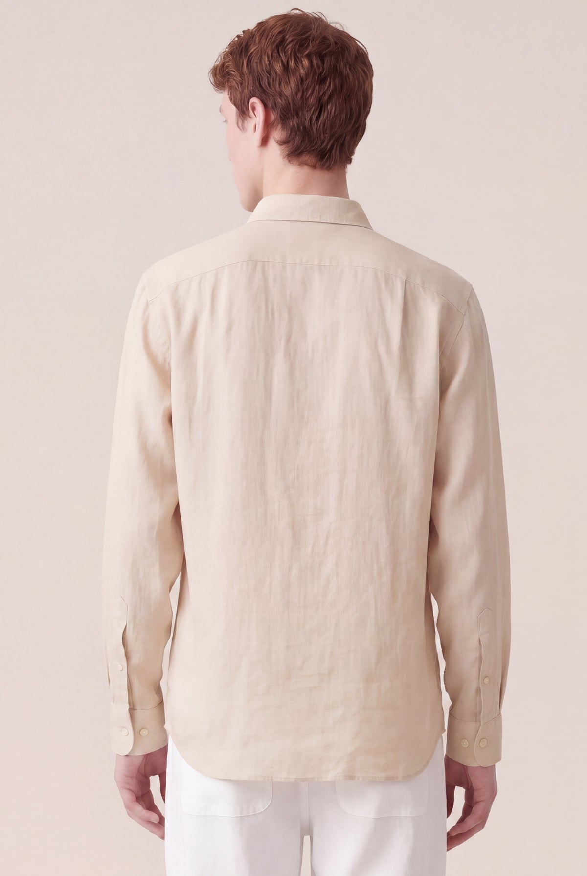Men's Long-Sleeve Linen Button-Up Shirt – Safari Soft Fade, view 3