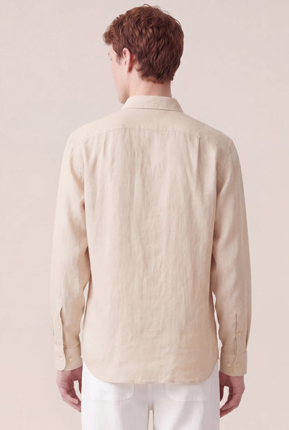 Men's Long-Sleeve Linen Button-Up Shirt – Safari Soft Fade, view 3