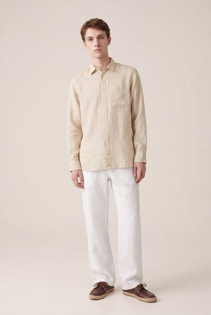 Men's Long-Sleeve Linen Button-Up Shirt – Safari Soft Fade, view 2