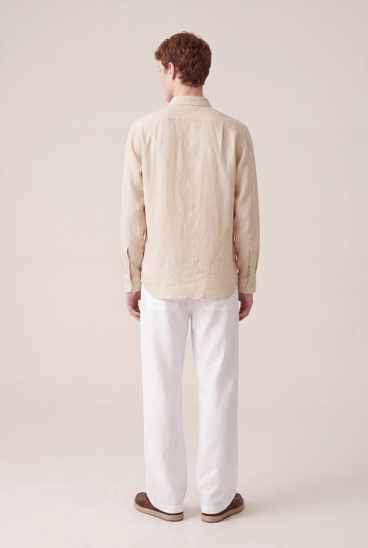 Men's Long-Sleeve Linen Button-Up Shirt – Safari Soft Fade, view 4
