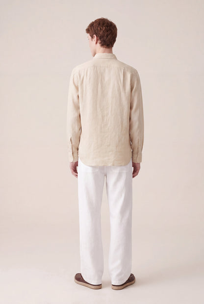 Men's Long-Sleeve Linen Button-Up Shirt – Safari Soft Fade, view 4