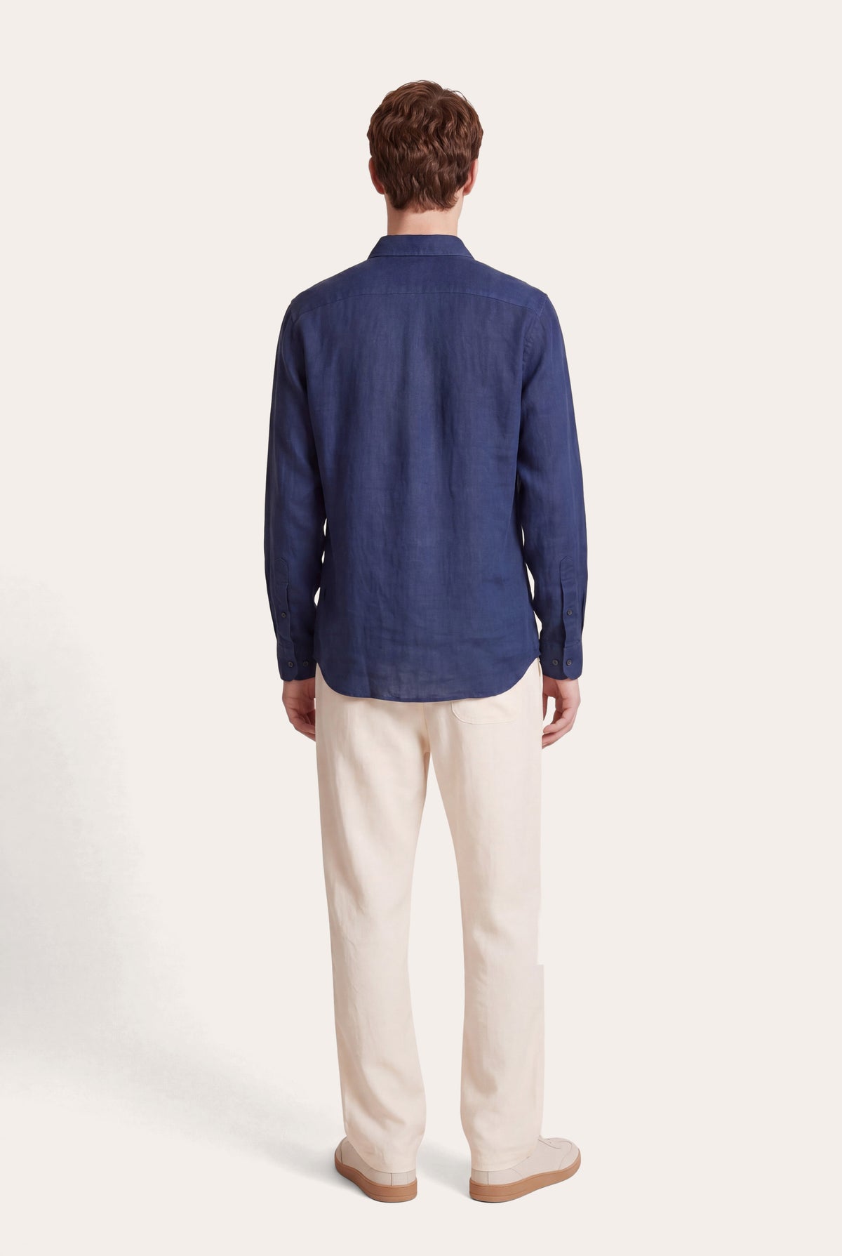 Men's Long-Sleeve Linen Button-Up Shirt – Navy Fade, view 4