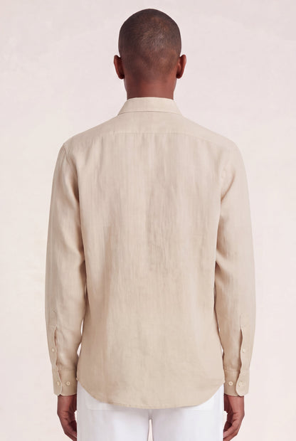Men's Long-Sleeve Linen Shirt with Dual Pockets – Safari Soft Fade, view 3