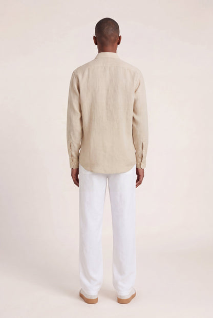 Men's Long-Sleeve Linen Shirt with Dual Pockets – Safari Soft Fade, view 4